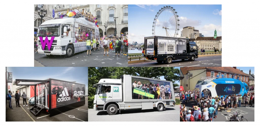 photographs of mobile showcase and roadshow projects done by 'The Clear Idea'